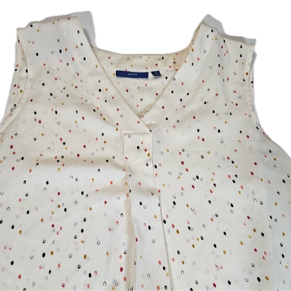 APT.9 Sleeveless Blouse Womens XL White Dotted Polka Dot Lightweight Top - Picture 1 of 5